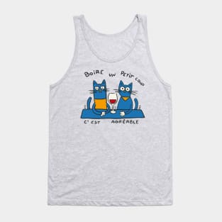 Boire un petit coup c'est agréable - Cats drinking wine Tank Top